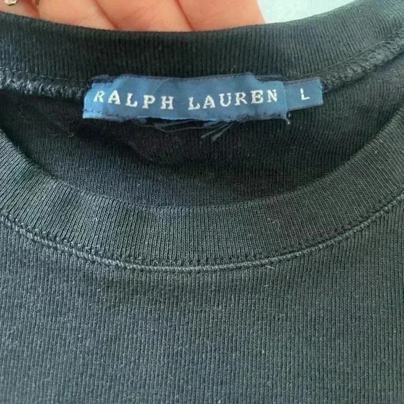 RAPLH LAUREN women’s black classic cotton crew neck short sleeve L preppy tennis - Picture 4 of 7